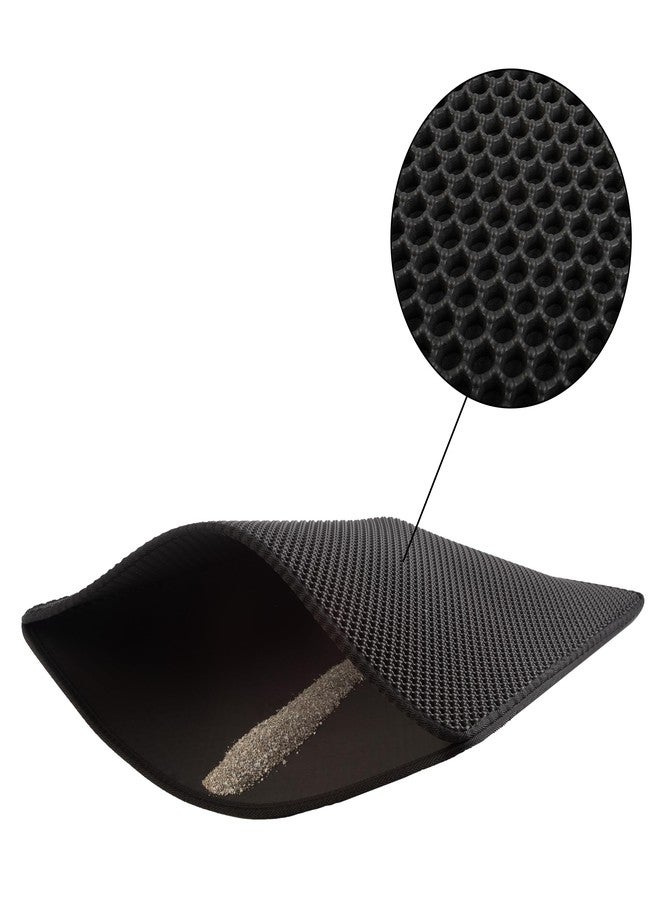 بت مايكر سجادة رمل القطط - سجادة صندوق فضلات مقاومة للماء مقاس 30 × 24 بوصة بتصميم خلية نحل مزدوج الطبقات لحجز الفضلات - سجادة قطط مانعة للانزلاق من PETMAKER (أسود) - Image 5